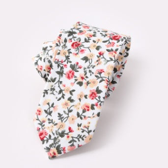 Floral Tie Cotton Printing Men's Wedding Tie