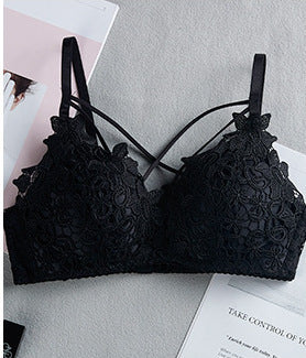 Lace gathered bra