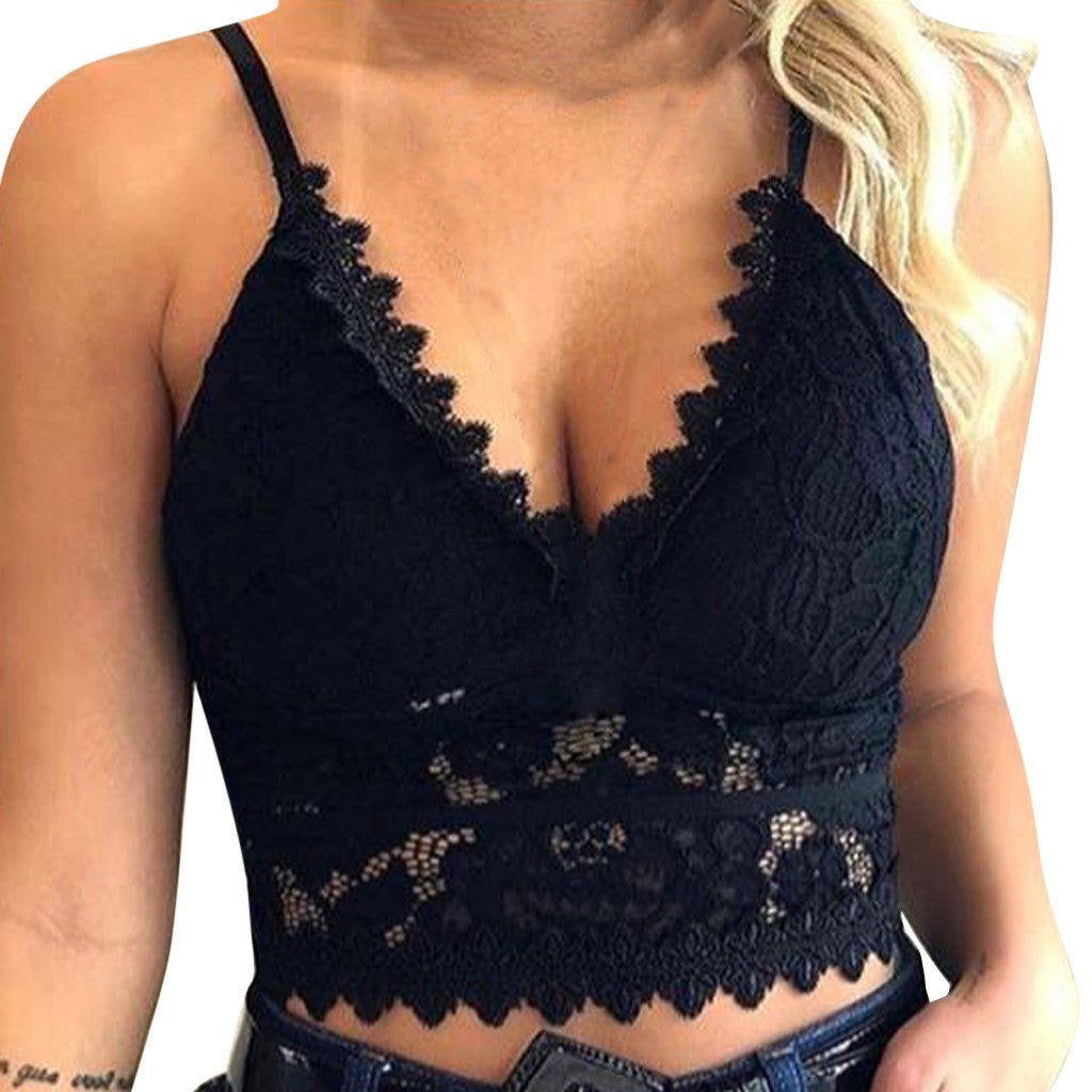 Triangle Cup Bra with Openwork Lace