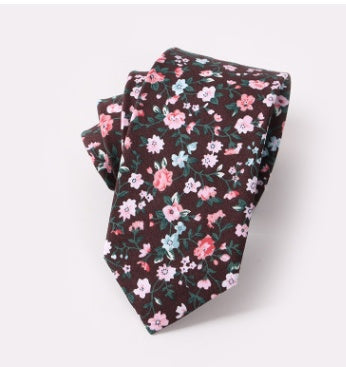 Floral Tie Cotton Printing Men's Wedding Tie