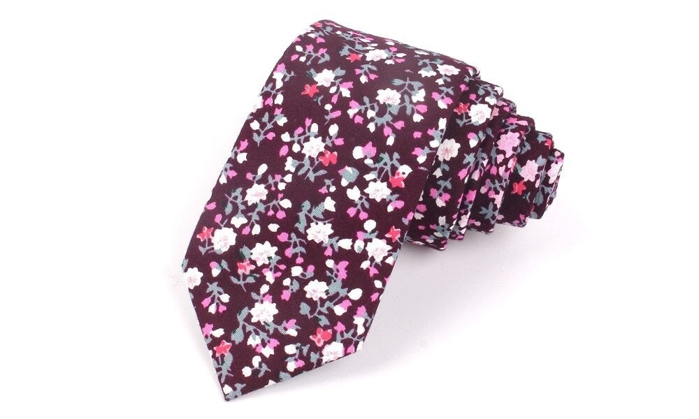 Floral Tie Cotton Printing Men's Wedding Tie